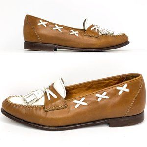 Cole Haan Country Sz 5.5 Brown White Tassel Loafer